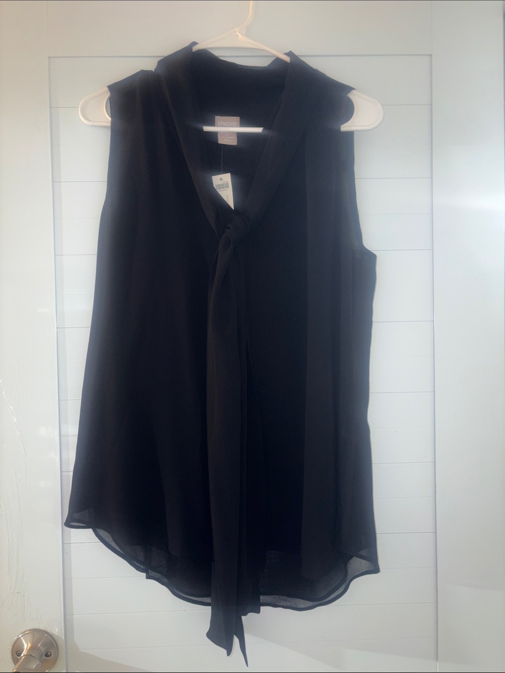 Chico's Black Sleeveless Tie-Neck Blouse